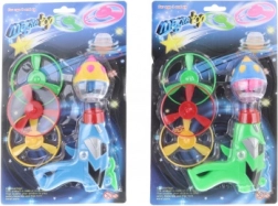 Pistolet lanceur avec hélices et toupie lumineuse