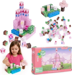 Blocs de construction magnétiques 96 pcs – château rose avec princesse