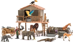 Station de secours africaine avec figurines d’animaux sauvages