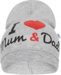 bonnet pour bébé New Baby I Love Mum and Dad gris 3–9 mois