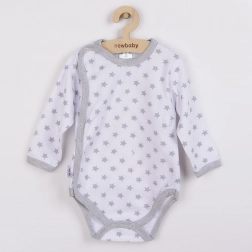 Body bébé intégralement pressionné avec petites étoiles – gris