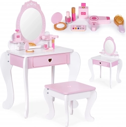 Grande coiffeuse pour enfants avec miroir, tabouret et 7 accessoires ECOTOYS