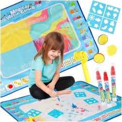 Tapis de dessin à l’eau 100 × 80 cm avec alphabet et ensemble d’accessoires