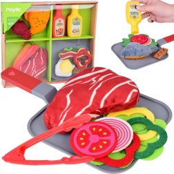 Set de cuisine souple – aliments en tissu avec steak, poisson et accessoires