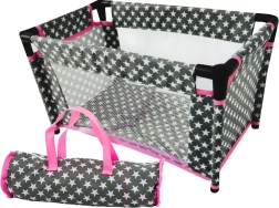 Lit de poupée avec petites étoiles Alice gris-rose