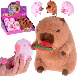 Mini porte-clés peluche capybara mignonne avec pastèque 10 cm