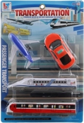 Set de moyens de transport en plastique pour enfants