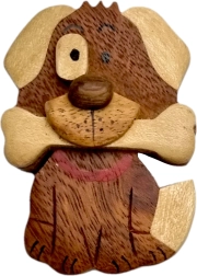 Magnet en bois chien avec os – grand