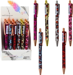 Stylo automatique en métal à motif léopard, encre bleue 1,0 mm