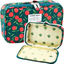 Trousse scolaire avec motif de cerises, vert, 22,5 cm