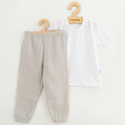 Ensemble enfant en coton t-shirt et pantalon en mousseline New Baby Kindergarten gris clair 104 (3–4 ans)