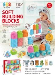 Ensemble de cubes souples avec lettres et locomotive