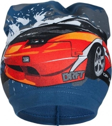 Bonnet de printemps en coton pour enfant New Baby avec motif de voiture – bleu