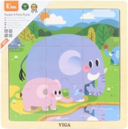 Puzzle en bois avec éléphants – 9 pièces