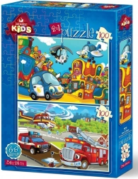 Puzzle police et pompiers 2×100 pièces