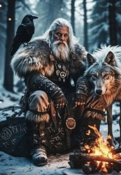 Peinture diamant nordique guerrier avec loup 30 × 40 cm