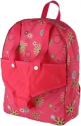 Sac à dos rose avec porte-poupée au motif fleuri