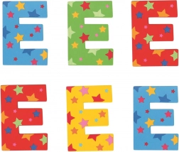 Lettre en bois E avec étoiles