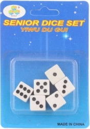 Lot de dés de jeu sous blister 1,5 cm (6 pcs)