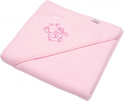 Serviette éponge bébé avec capuche NEW BABY 80 × 80 cm – rose, éléphant