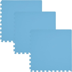 Tapis en mousse souple HUMBI 180 × 60 cm – grand puzzle en mousse imperméable, bleu clair, 3 pièces