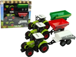ensemble de trois tracteurs avec remorques et pulvérisateur – machines agricoles pour enfants