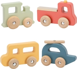 Viga PolarB ensemble en bois de véhicules colorés, 4 pcs