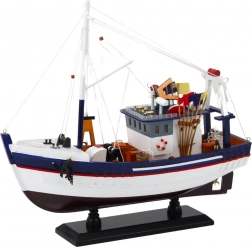 Maquette décorative de bateau de pêche avec équipements 37x34 cm