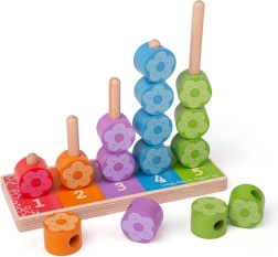 Jeu d’empilage en bois fleurs colorées BIGJIGS