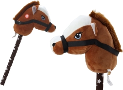 Hobby horse – tête de cheval en peluche sur bâton avec sons, brun foncé