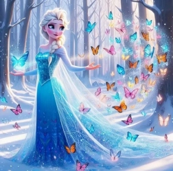 Peinture diamant princesse des glaces avec papillons magiques 30 × 40 cm