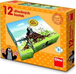 Dino Blocs de Bois Krtek - L'année de Krtek, 12 pcs
