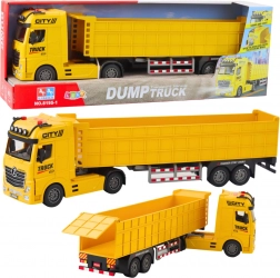 Petit camion de transport jaune avec remorque et effets sonores