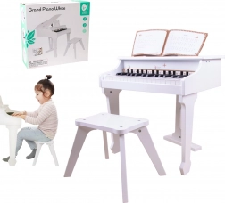 Petit piano blanc pour enfants avec banc et livret de partitions CLASSIC WORLD