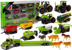 Ensemble agricole avec tracteurs, remorques et animaux