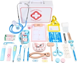 Trousse médicale en bois - 43 éléments