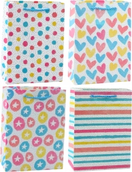 Sac cadeau coloré cœurs, étoiles, pois, rayures