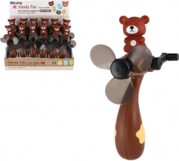 Petit ventilateur à manivelle motif ours en plastique