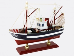 Chalutier de pêche en bois de collection – modèle décoratif de bateau