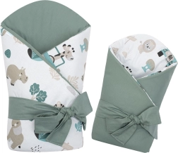 Couverture d’emmaillotage bébé réversible New Baby Safari II 80 × 80 cm menthe