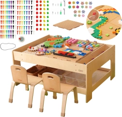 Masterkidz table éducatif en bois avec accessoires STEM Wall
