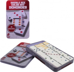 Dominos dans une boîte en métal pour enfants
