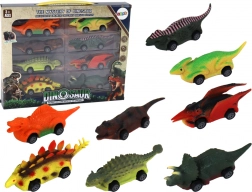 Voitures colorées en forme de dinosaures - lot de 8 pièces