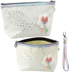 Trousse de toilette à accrocher avec points scintillants blanc 23x16 cm