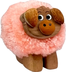 Figurine en bois avec pompon - cochon