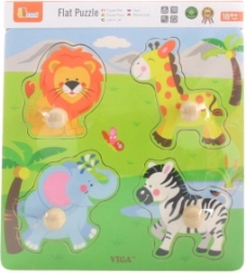 puzzle encastrable en bois avec animaux du zoo et grandes poignées