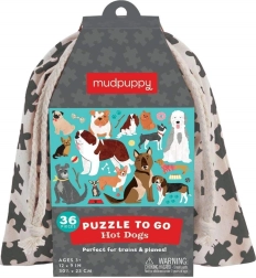 Puzzle Chiens dans un Sac en Tissu 36 Pièces