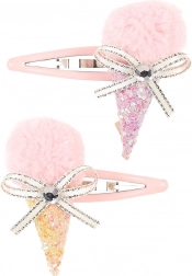 Barrettes roses avec motif glace