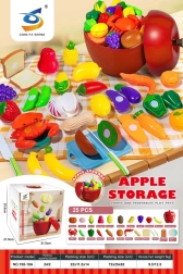 Set de fruits et légumes à découper dans une boîte en forme de pomme