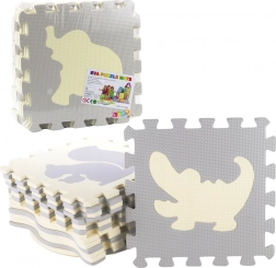 Tapis puzzle en mousse EVA doux, animaux, beige et gris, 9 pièces